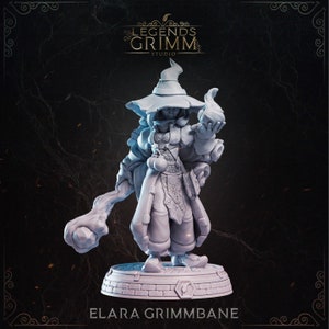 Elara Grimmbane - Zauber wirkend - Zauberer/Mage/Sorceress Miniatur (mit Basis) - 3D Gedruckte Miniatur - Legends of Grimm D&D, RPG