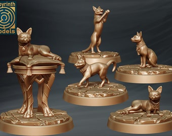 Kingdom of Kemet Cat Familiars Unit (5 Miniatures) D&D Fantasy RPG - Labyrinth Models - Tomb Kings