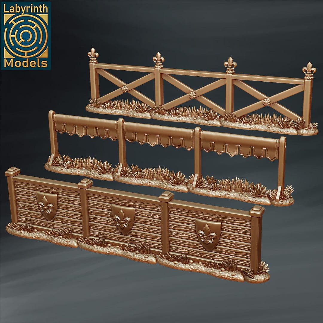 Mideval Steel Rails Jousting Knights Tilt Rail - 3 Designs - 8 Sections and End Caps - D&D ...
