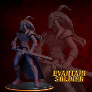 Evantari Soldier - SagaBorn - D&D Fantasy RPG – Official CeleSTL Minis - Champion, Elf, Warrior