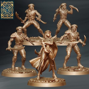 Cerulean Kingdom Assassin Individual/Set of 5 Miniatures - D&D Fantasy RPG - Labyrinth Models - Aladdin, Agrabah, Persian