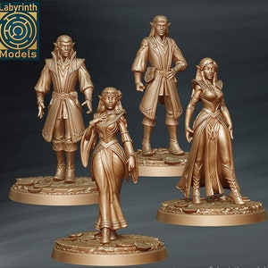Radiant High Elves Citizens Individual/Set of 4 Miniatures D&D Fantasy RPG - Labyrinth Models