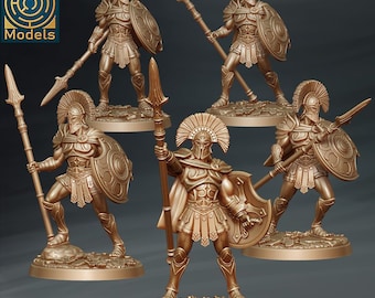 Olympians Warriors of Ares (Spartans) Unit - Individual/Set of 5 Miniatures - D&D Fantasy RPG - Labyrinth Models - Greek, Mythology, 300