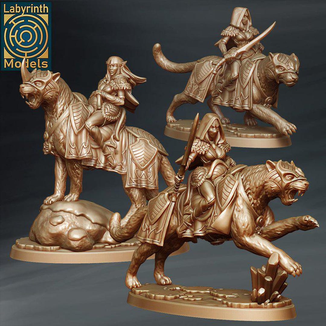 Ice Elf/elves Moonclaw Riders Unit - Individual/set of 3 Miniatures - D ...