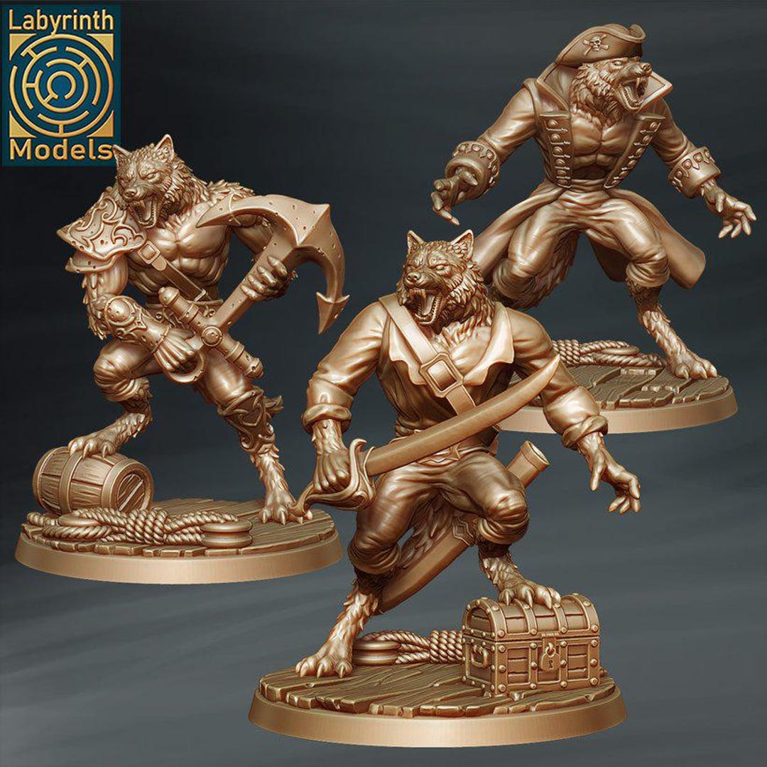 Charon's Werewolf Pirates Unit - Individual/set of 3 Miniatures - D&D ...