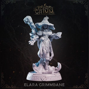 Elara Grimmbane - Floating - Zauberer/Mage/Sorceress Miniatur (mit Basis) - 3D Gedruckte Miniatur - Legends of Grimm D&D, RPG