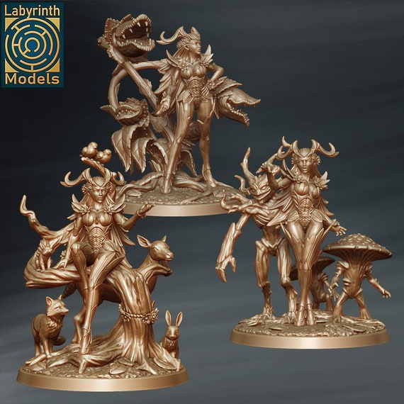 Forest Elves, Wood Elf Dryad Unit - Individual/Set of 4 Miniatures - D&D Fantasy RPG - Labyrinth Models - Fairies, Pixies