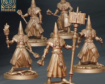 Witch Hunters Zealots Unit - Individual/Set of 5 Miniatures - D&D Fantasy RPG - Labyrinth Models - Knight, Cleric, Holy