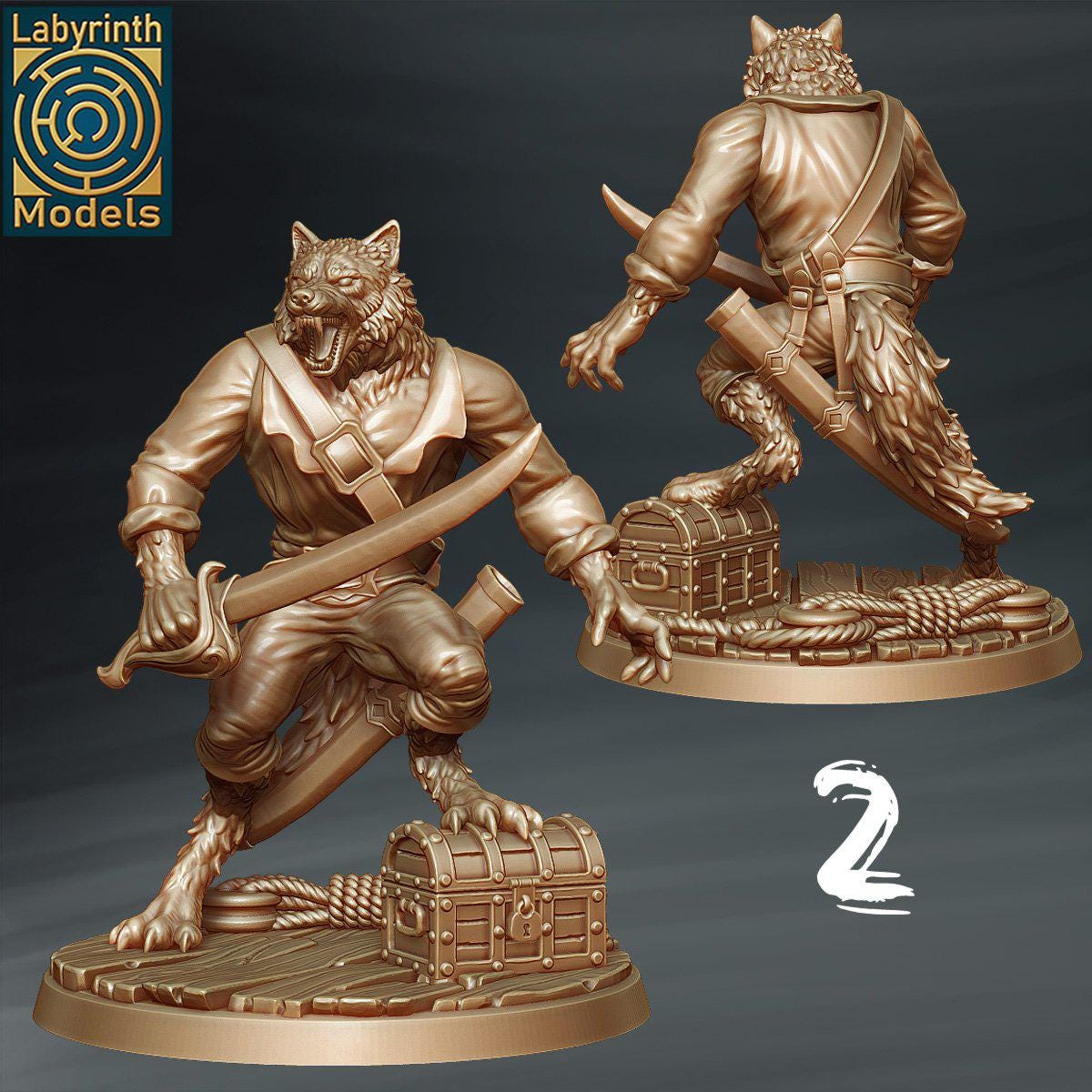 Charon's Werewolf Pirates Unit - Individual/set of 3 Miniatures - D&D ...