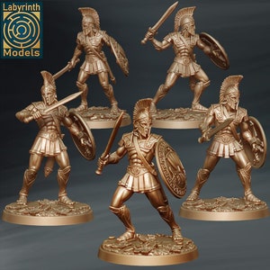 オリンピアンズ アルゴノート戦士ユニット - ミニチュア5体セット（個別/セット） - D&D ファンタジー RPG - 迷宮モデル - ギリシャ神話、300