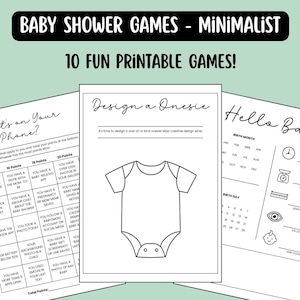 Baby Shower Games Bundle - Baby Shower Activities, Minimalist Baby Shower, Gender neutral baby Shower