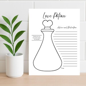 Advice for Bride, Love Potion Activity, Bridal Shower Games, Printable Games, Bridal Shower Party Activities, Minimalist Bridal Shower