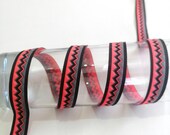 Pink Gray Triangle Ribbon, Geometric Jacquard Ribbon, Decorative Craft Trim