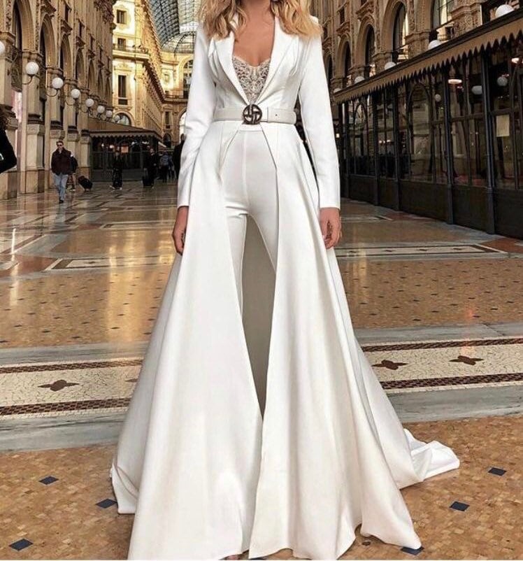 Bridal Jumpsuit With Train Cape Jumpsuit Wedding Reception ...