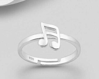 anello nota  musicale argento 925   REGOLABILE note musical ring 