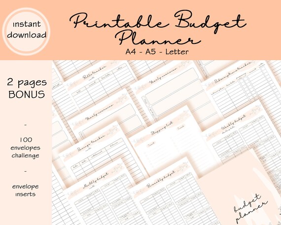 Budget Planner Printable Monthly Budget Budget Book | Etsy