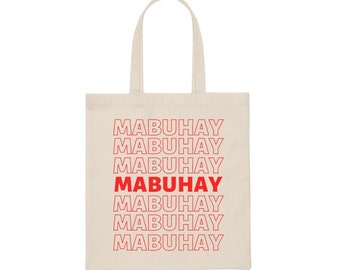 Mabuhay Welcome Canvas Tote Bag, Filipino Tote Bag, Pinoy Tote Bag, Philippines Bag