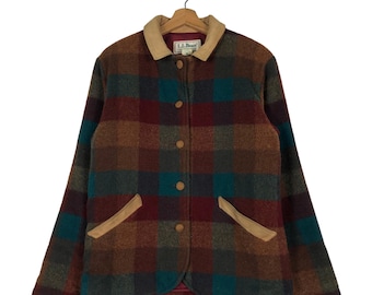 Pick!!! Vintage Wool Work Jacket L.L.Bean Made In USA Tartan Design Small Size Rare Design Check Rare Hard To Find