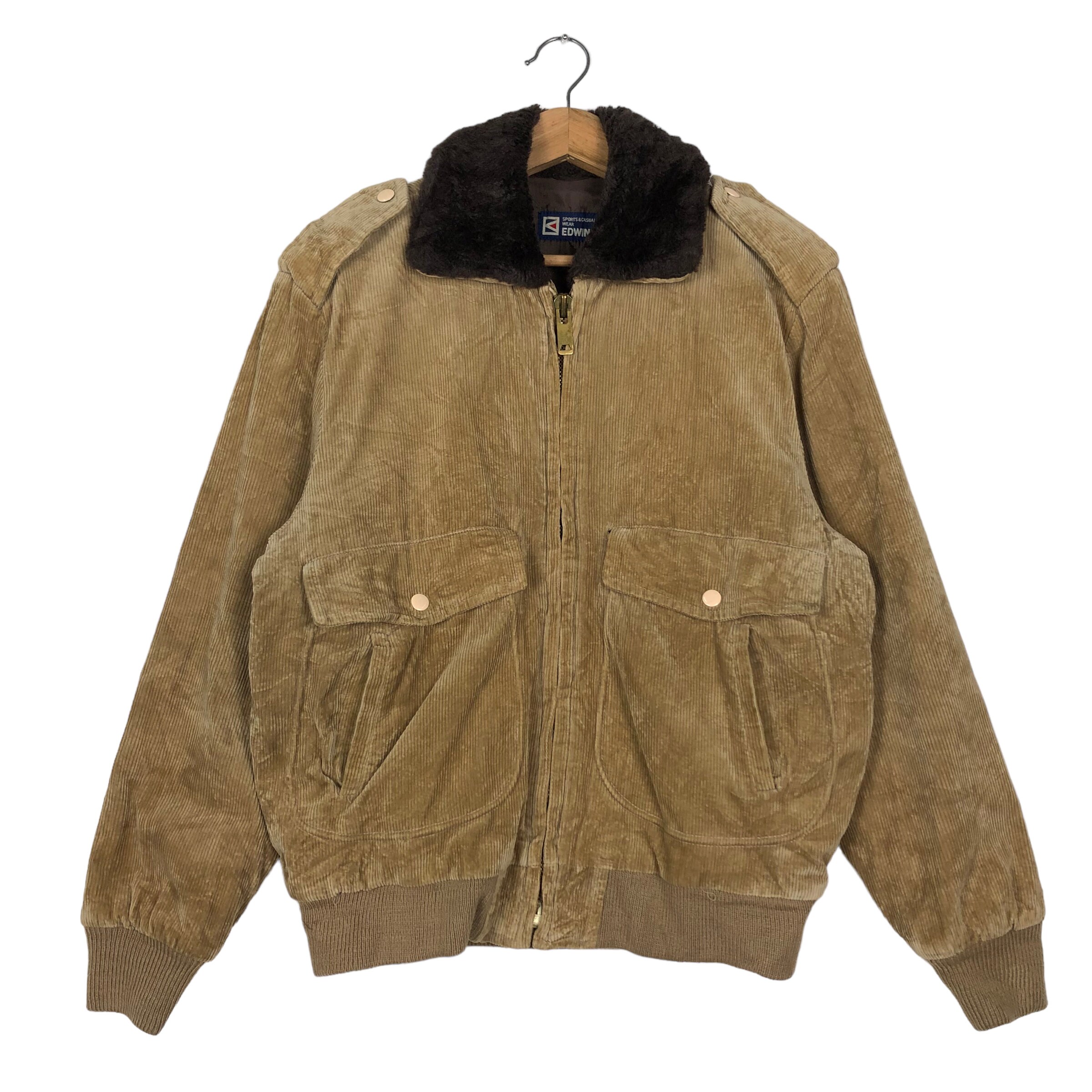Vintage 90s Blue Corduroy Bomber Jacket Men Blue Bomber