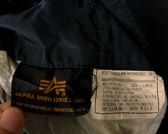 Vintage 90s Alpha Industries MA-1 Bomber Jacket, USA Made, Medium
