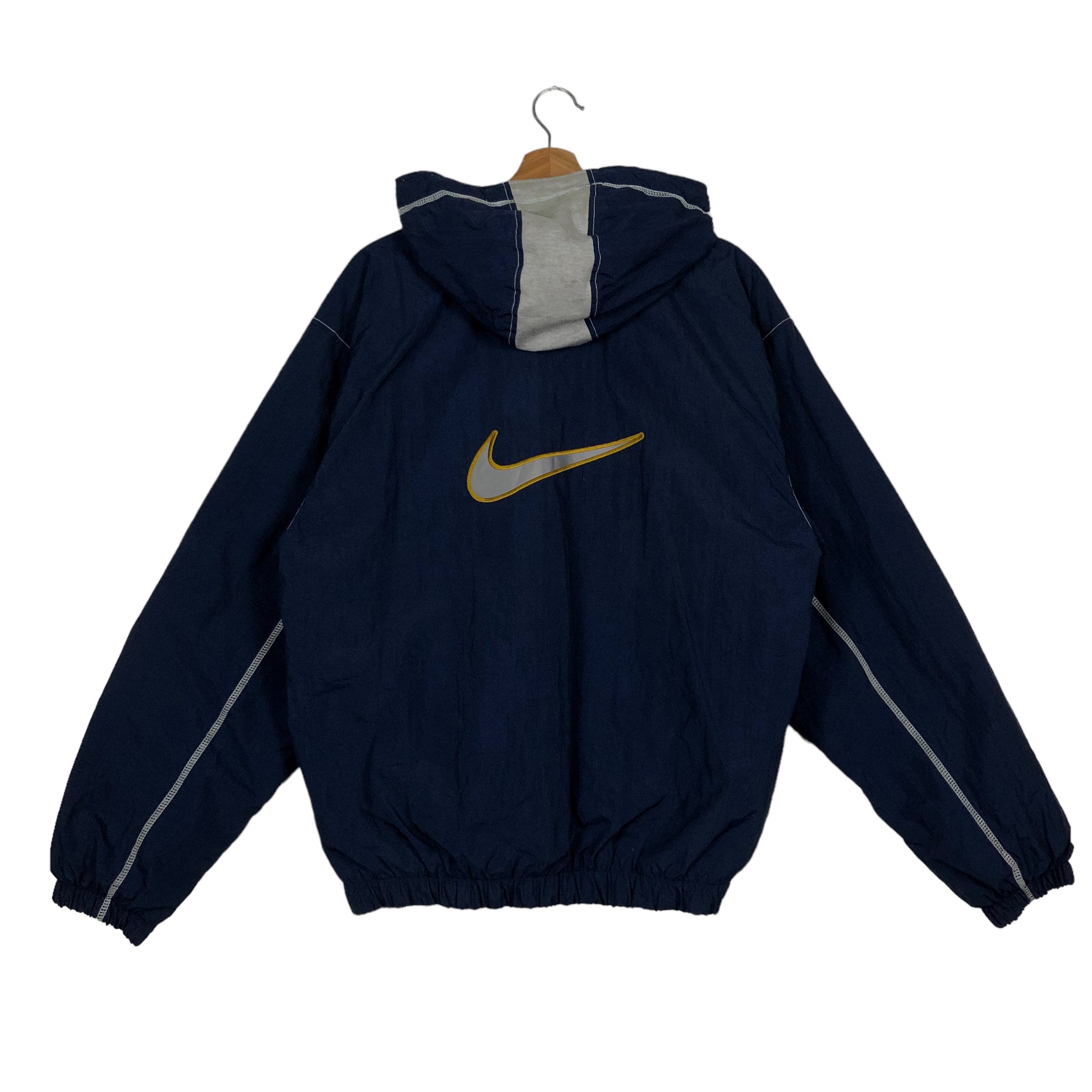 ジャケット・アウター 90s'NIKE BIGSWOOSH nylonpullover 90s NIKE “BIG SWOOSH” Nylon Jacket . Color : 深緑×紺×白 Size
