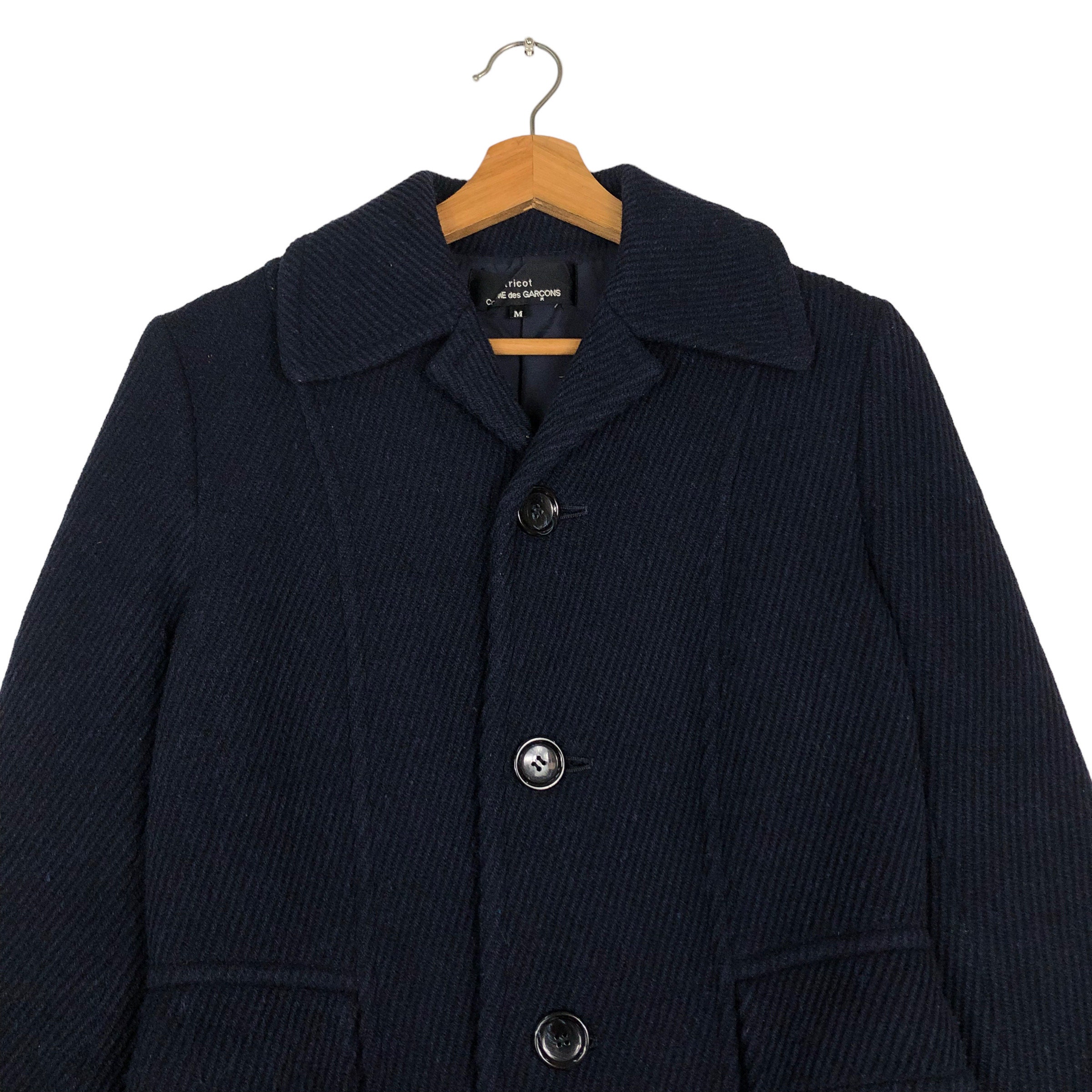 Vintage Tricot Comme Des Garcons Wool Long Jacket, Rare Design (M