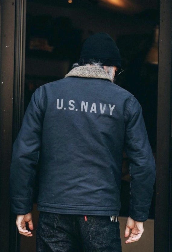 Vintage Alpha Industries U.S. Navy Deck Jacket, Faux Fur Lined (XL