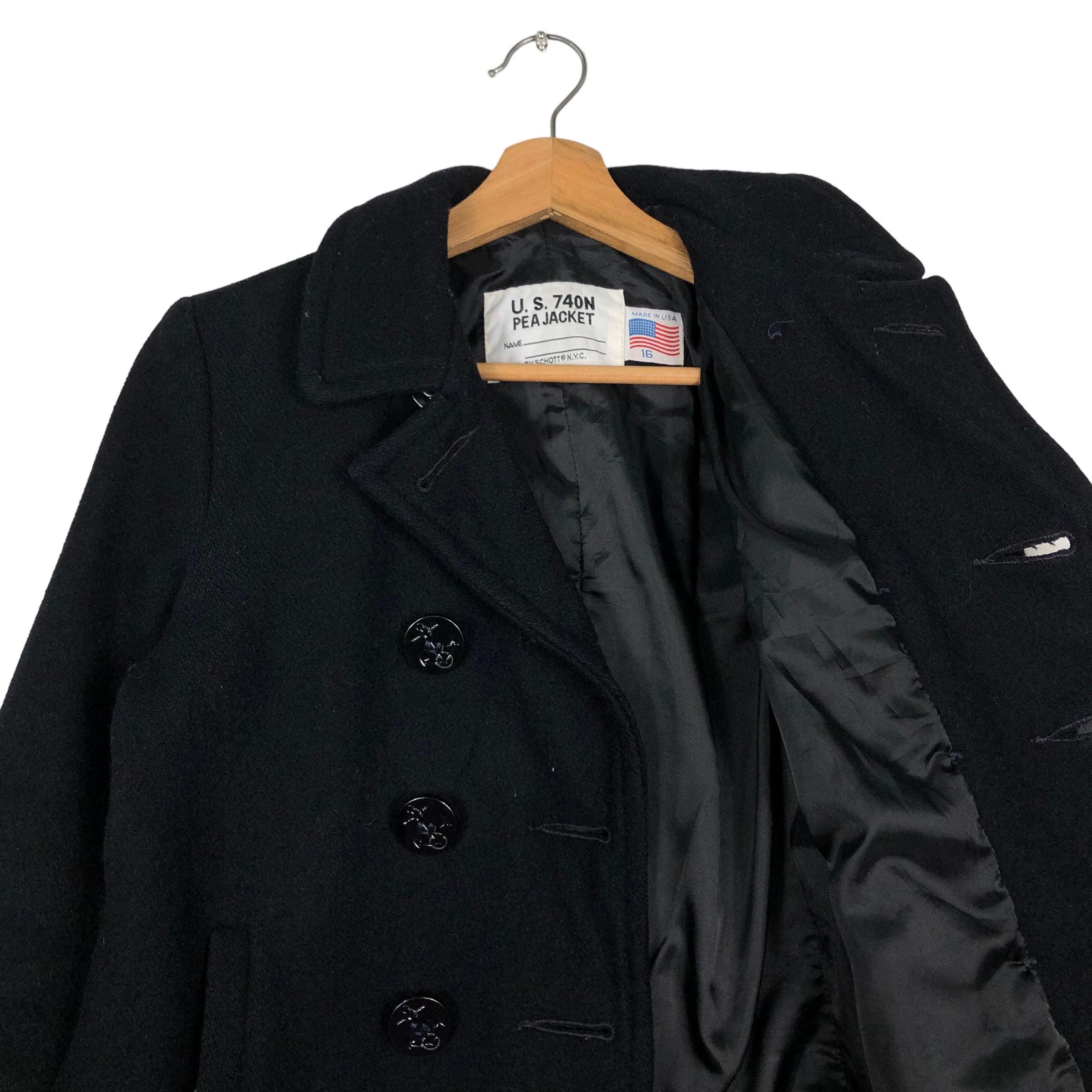 PICK!!! Double Breast Wool Pea Jacket Us 740N Schott USA - Etsy Sweden