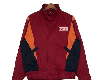 Giacca da lavoro da corsa vintage Eneos con grande logo