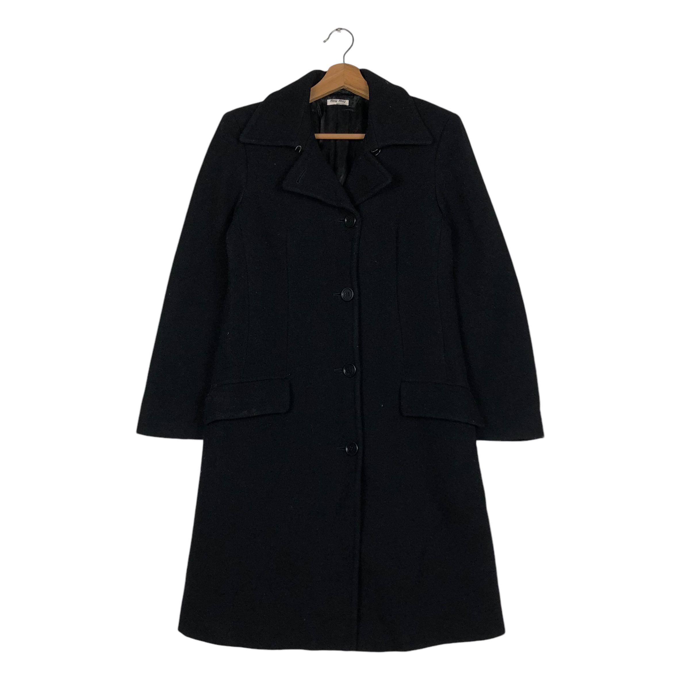 Pre-owned Prada Aw 99 Wool Overcoat With Leather Strap