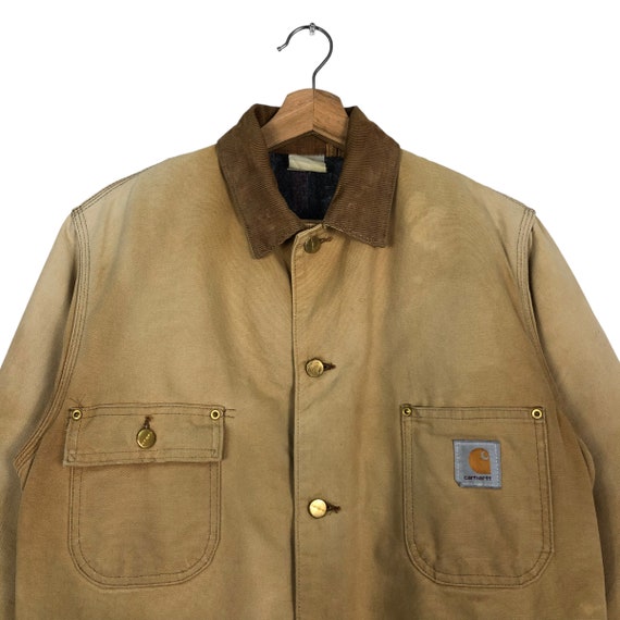 Vintage 90s Carhartt Chore Jacket, Detroit Duck Canvas, Blanket