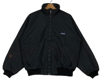 Vintage Chore Duck Canvas Bomber Jacket Patagonia Fleece Lining Rare Design Hard To Find