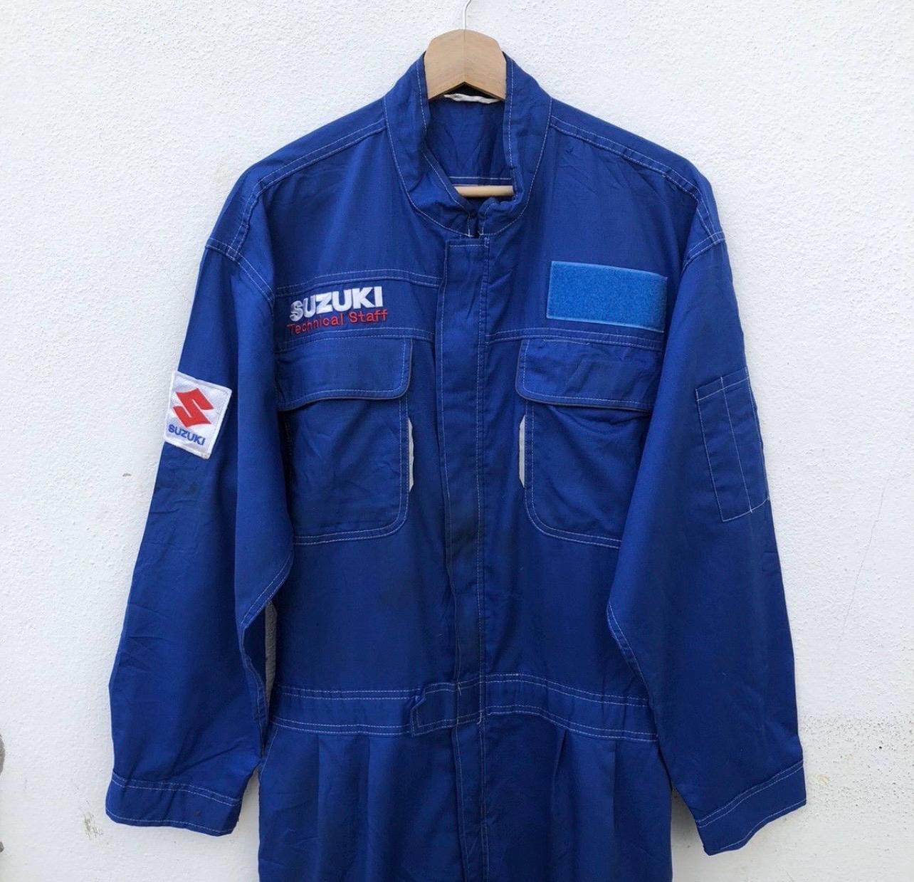 Vintage Suzuki Racing Coverall, Staff Patches, Mechanic Jumpsuit