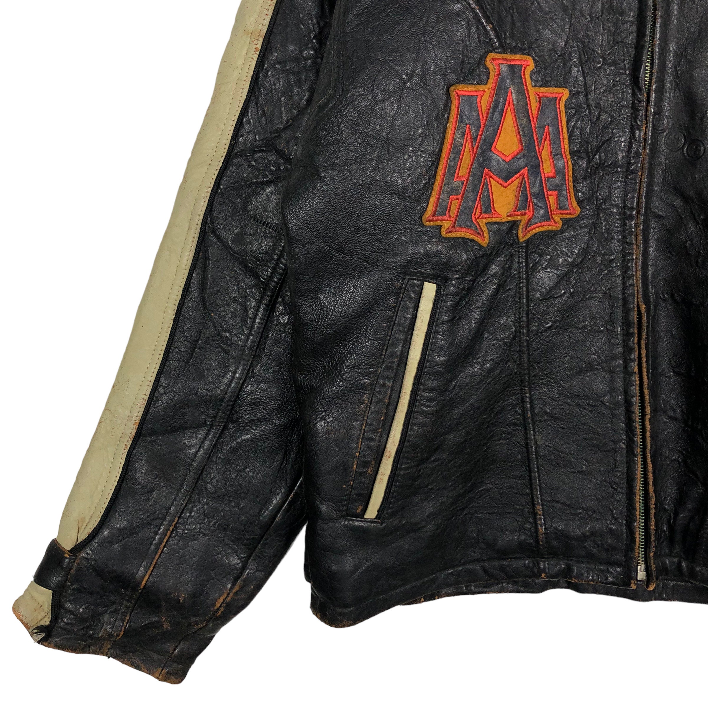 PICK!!! 80's Vintage Avirex Leather Varsity Jacket Biker