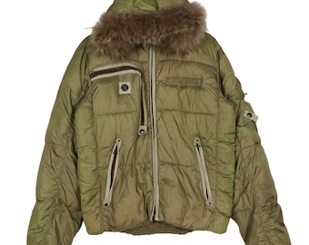 Blouson aviateur matelassé Avirex vintage, bordure en fausse fourrure, taille M