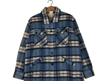 Vintage Tartan Wool Flannel Chore Jacket, Medium