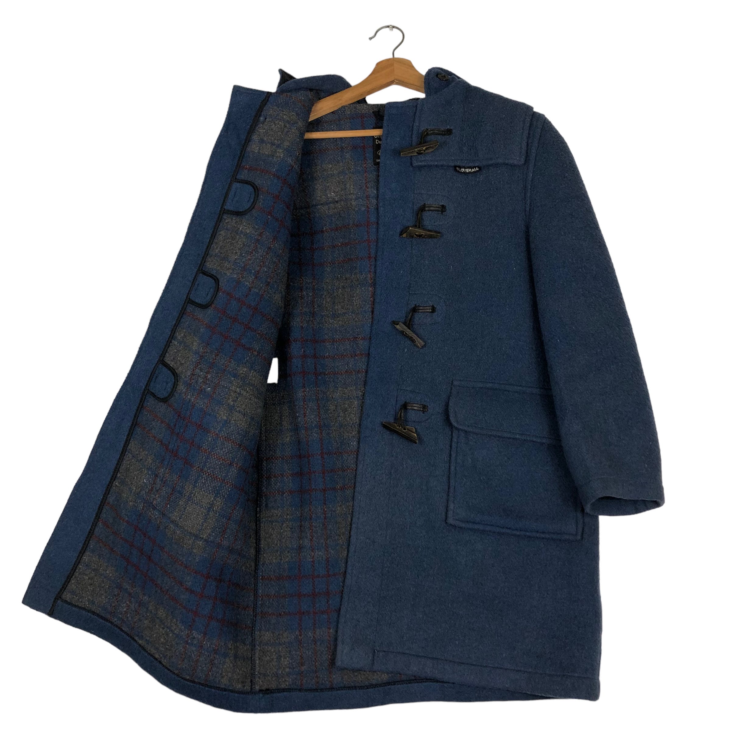 Vintage Gloverall Duffle Coat Blue Wool Toggle Closure Hooded