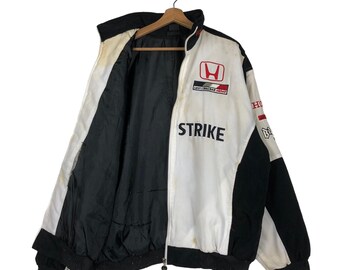 Vintage Honda Racing Biker Jacket, Lucky Strike Logo (XXL) - Etsy