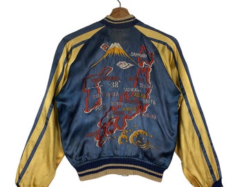 Vintage Embroidered Sukajan Souvenir Jacket, Reversible Dragon