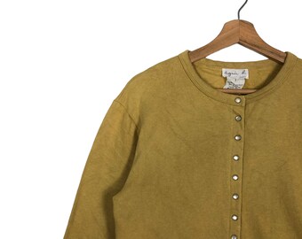 Vintage 90s Agnes B Paris Snap Button Cardigan Brown Made in