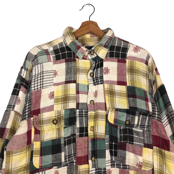 PICK!!! Vintage Flannel Jacket Patchwork Design K… - image 3