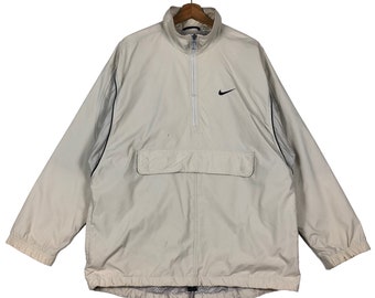 Vintage Nike anorakjack, jaren 90 hoodie met halve rits (m)