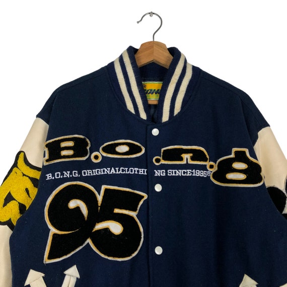Vintage 90s Embroidered Varsity Jacket, Big Logo Spell Out - Etsy