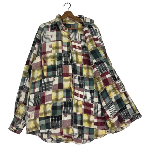 PICK!!! Vintage Flannel Jacket Patchwork Design K… - image 7