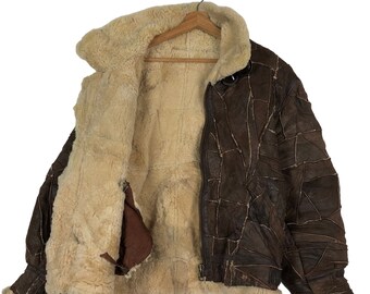 Vintage Patchwork Shearling B3 Bomber Jacket, Sherpa Collar (M) - Etsy