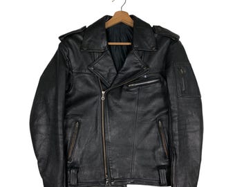 Vintage 2000s ZARA Fast Fashion Classic Biker Leather Notched