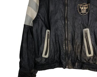 Vintage Leather Jacket Starter Raiders NFL Big Logo - Etsy