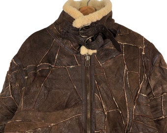 Vintage Patchwork Shearling B3 Bomber Jacket, Sherpa Collar (M) - Etsy