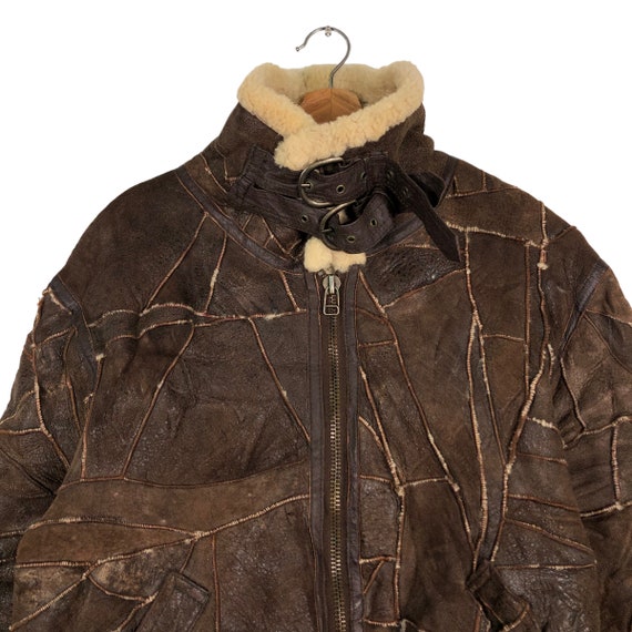 Vintage Patchwork Shearling B3 Bomber Jacket, She… - image 3