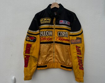 Vintage 90s Yellow Corn Racing Jacket Motorsports Equipment Big Logo ...